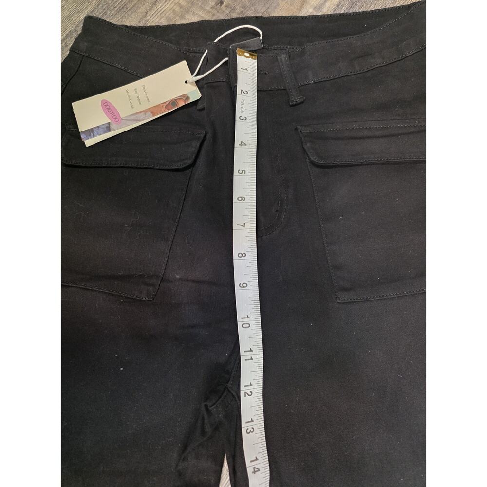DOKOTOO Pants Womens Size 10 Black Wide Leg Utility Patch Pocket Stretch NWT - Picture 8 of 8